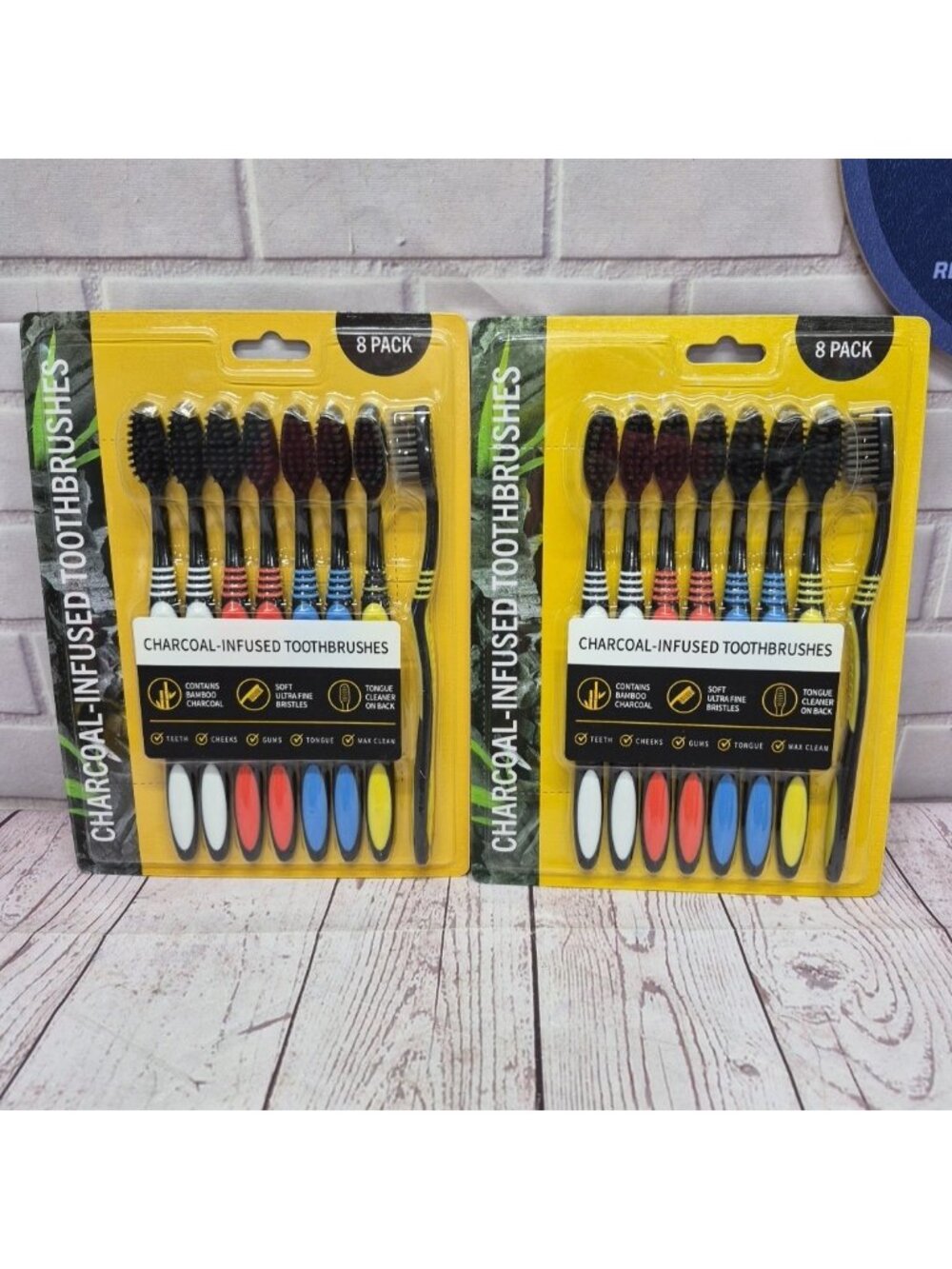 Lot Of 2~Charcoal Infused Toothbrushes Soft Bristles Pack of 8‎